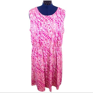 Salon Studio‎ XXP pink pattern blouson sleeveless full skirt dress